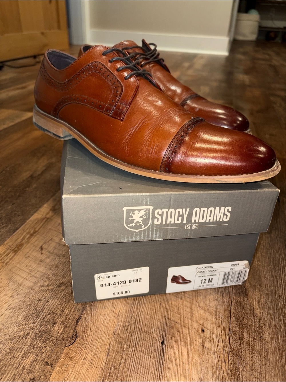 Stacy Adams Cognac Brown Cap-Toe Derby Shoes